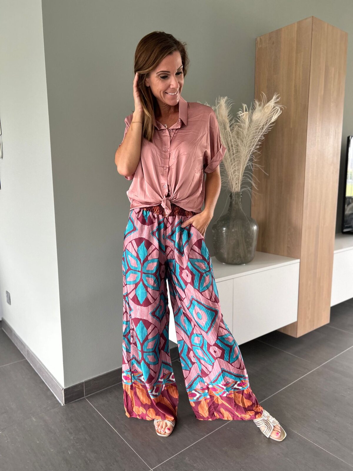Setje in roze hemdje + broek Diva Fashion