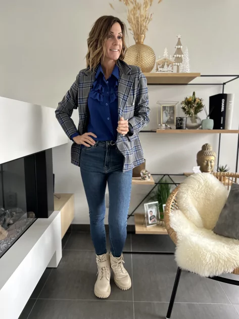 Blazer in blauwe ruit | Diva Fashion