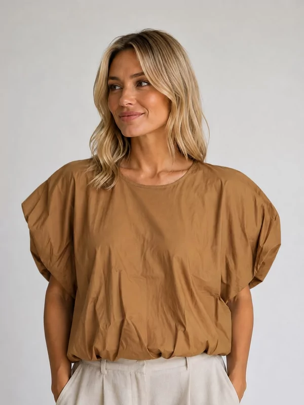 Jdy balloon bloesje frida in camel