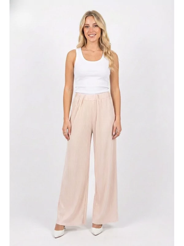 Broek in roze met elastiek bovenkant