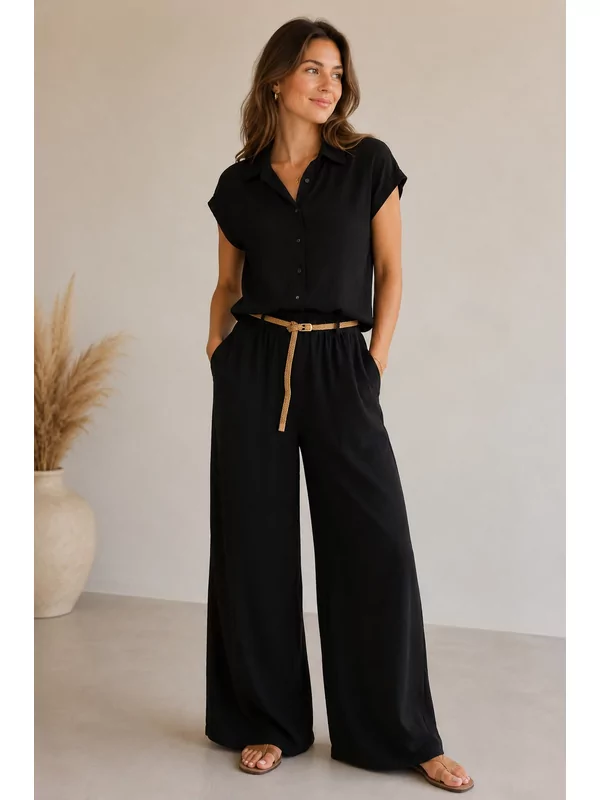 Zwarte broek met riem