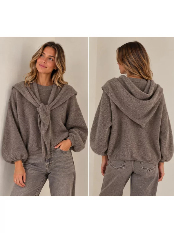 Pull met gratis sjaal in taupe