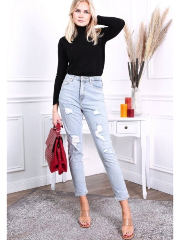 Blauwe mom jeans hoge taille