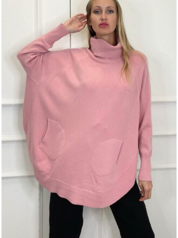 Losse pull / poncho in roze