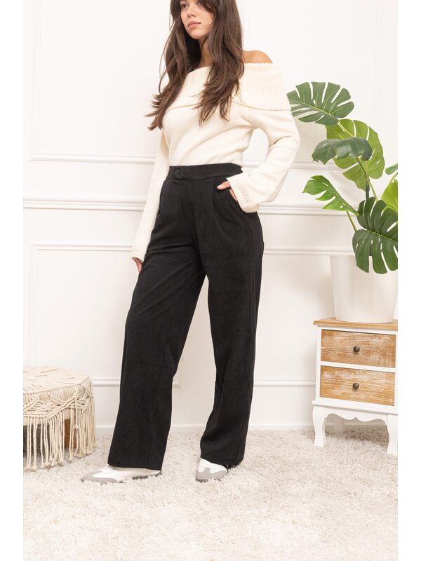 Broek in velour zwart