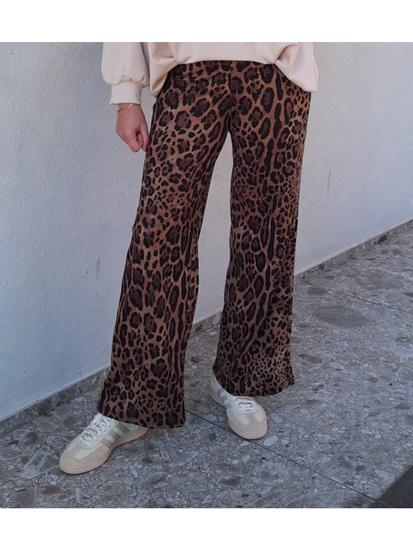 Broek in leopard print met elastiek
