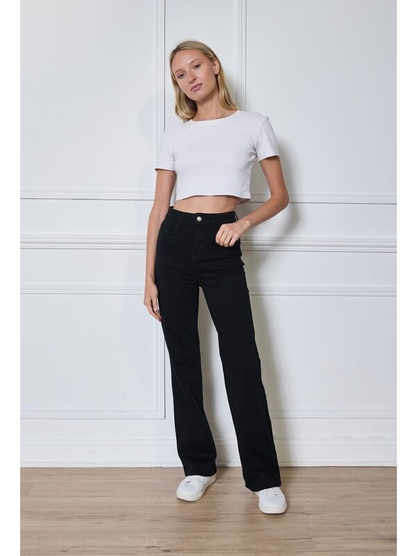 Jeans wide leg in zwart