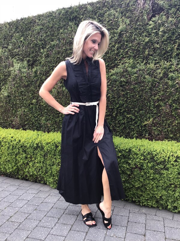 Lang kleedje in zwart met riempje Diva Fashion