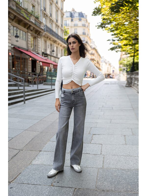 Wide leg jeans in grijs " Nieuw 2 colors model"M7206S-K