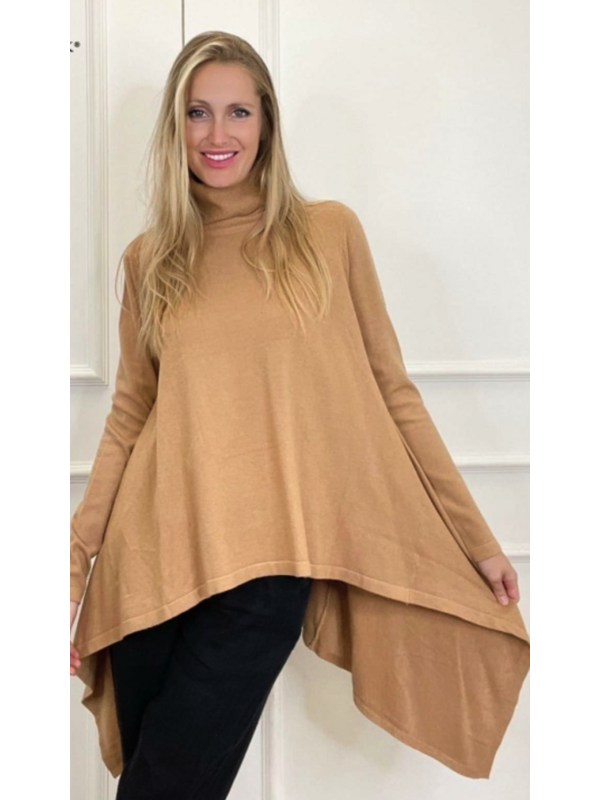 Losse pull / poncho in camel