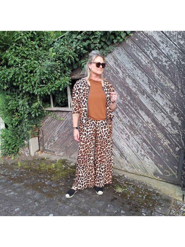 Broek in bruine leopard print