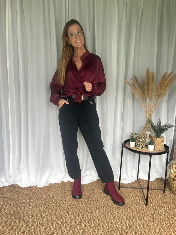 Burgundy hemdje in satijn look 