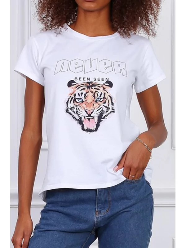 T-shirt tijgerprint witte