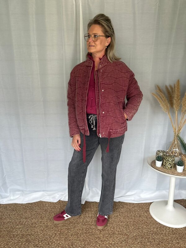 Jeans jas in bordeaux