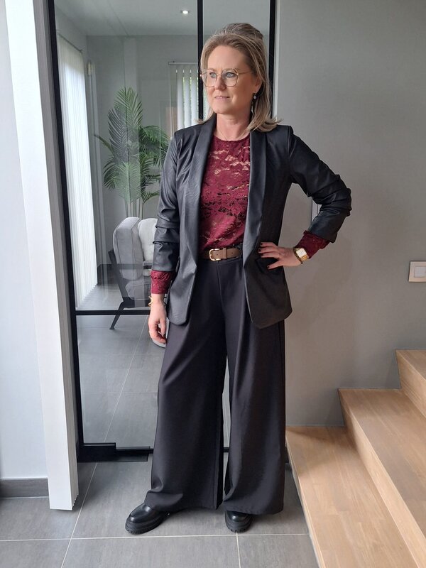 Blazer in zwart leder look