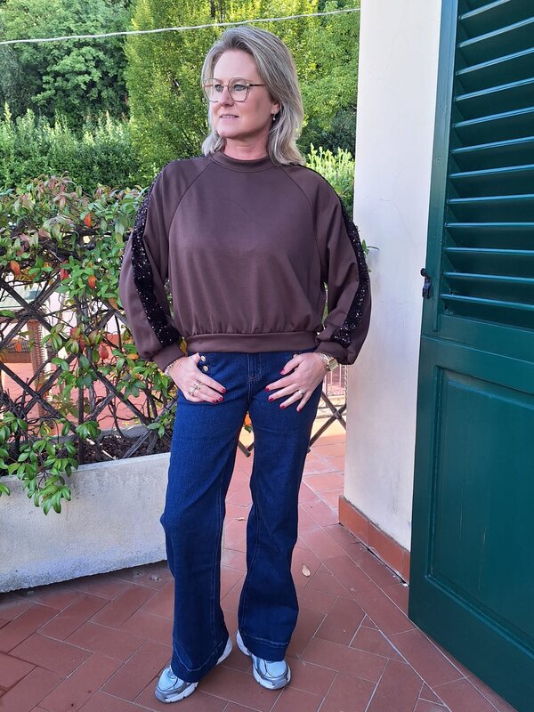 Glitter sweater in bruin