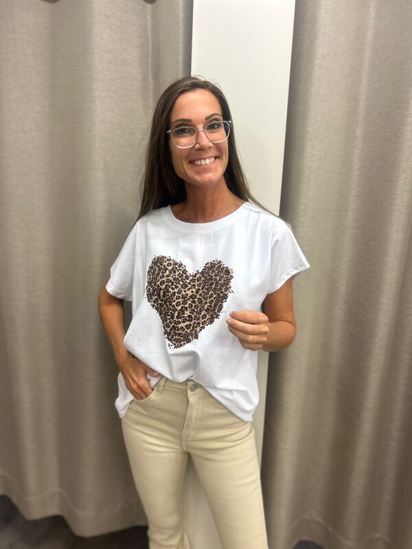 T-shirt leopard hartje groot