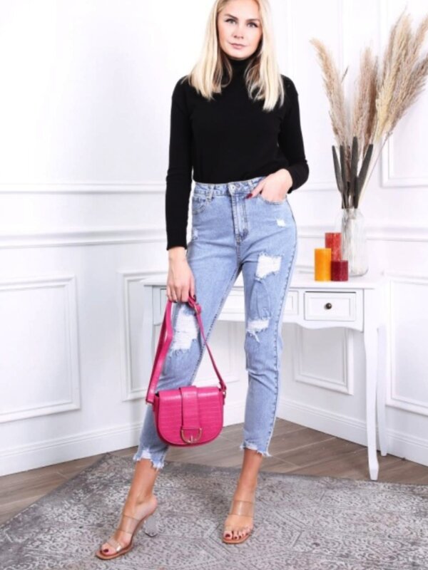 Blauwe mom  jeans hoge taille
