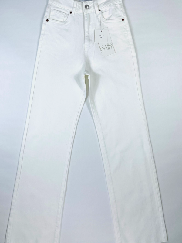 Witte jeans hoge taille en brede pijp