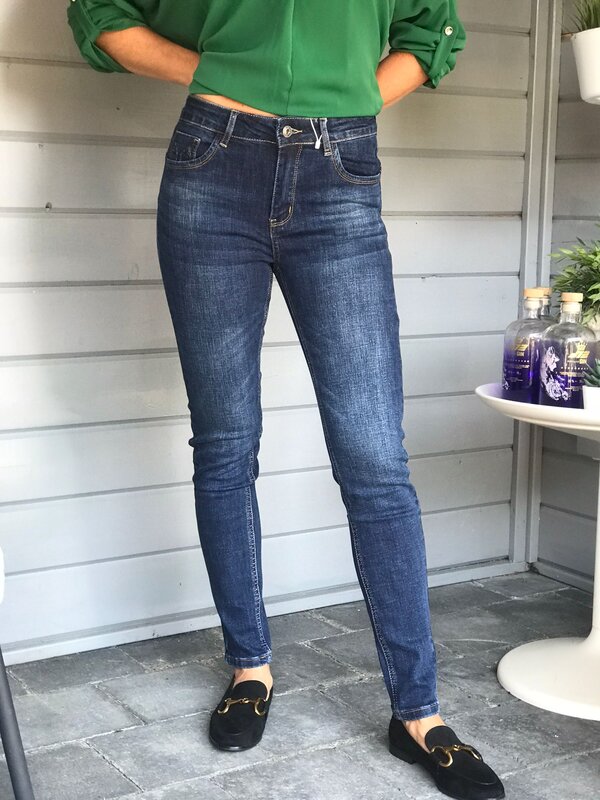 Donker blauwe jeans hoge taille