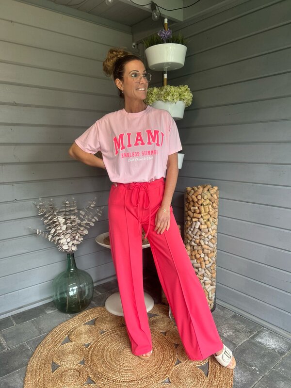 T-shirt miami roze fuchsia