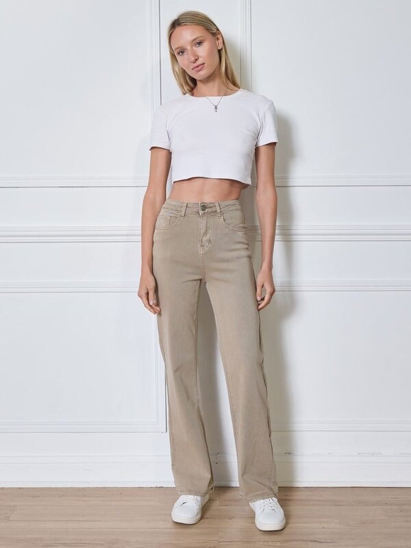 Jeans wide leg in beige