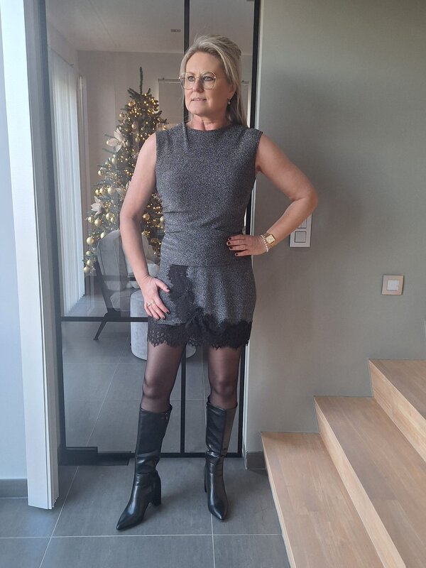 Glitter topje in grijs