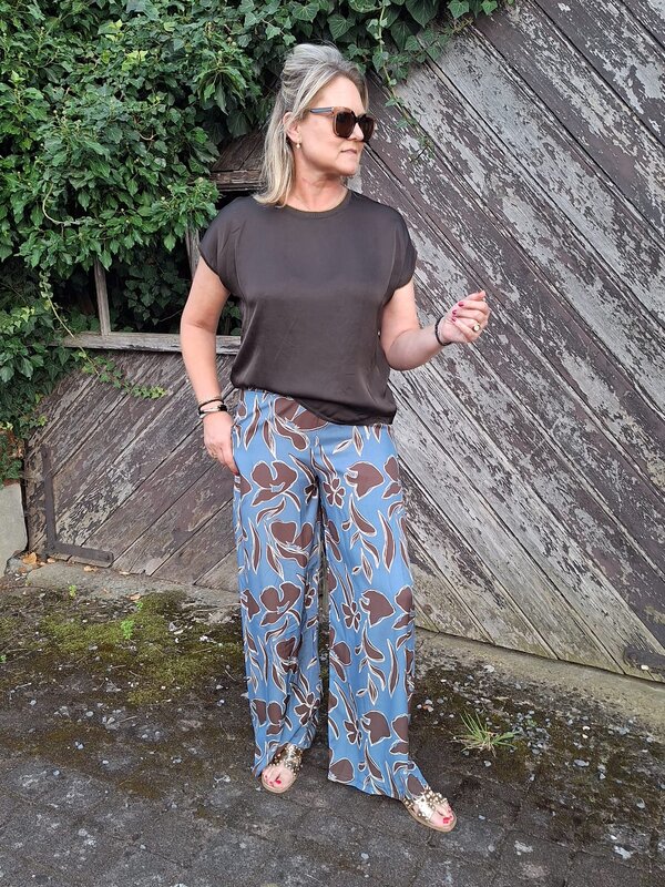 Broek blauw bruin printje