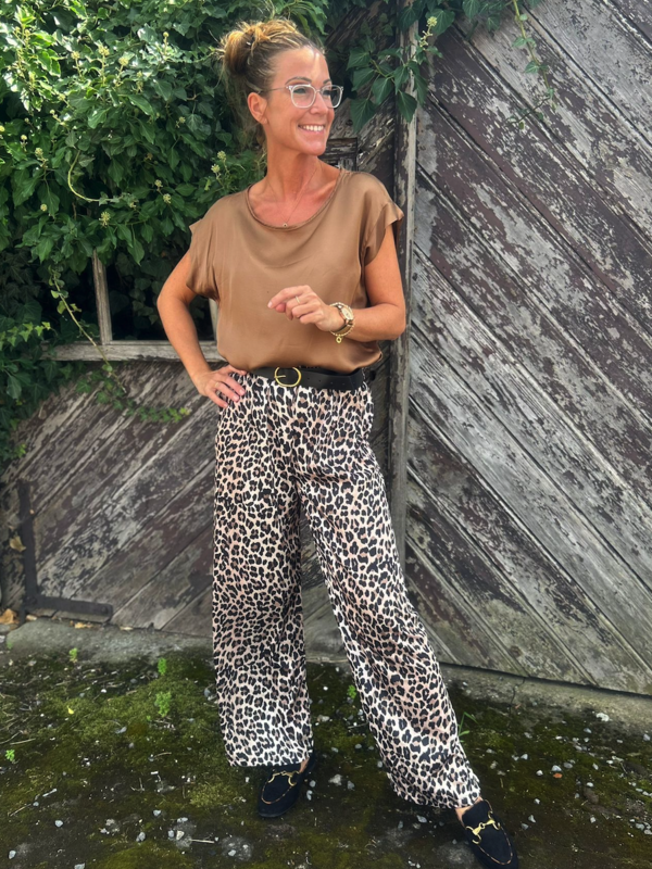 Losse broek in leopard print