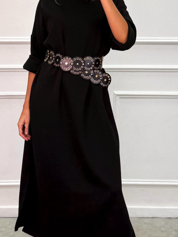 Lang kleed in zwart met riem