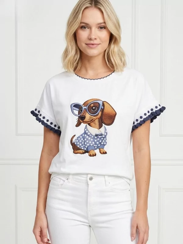 T-shirt teckel in blauw