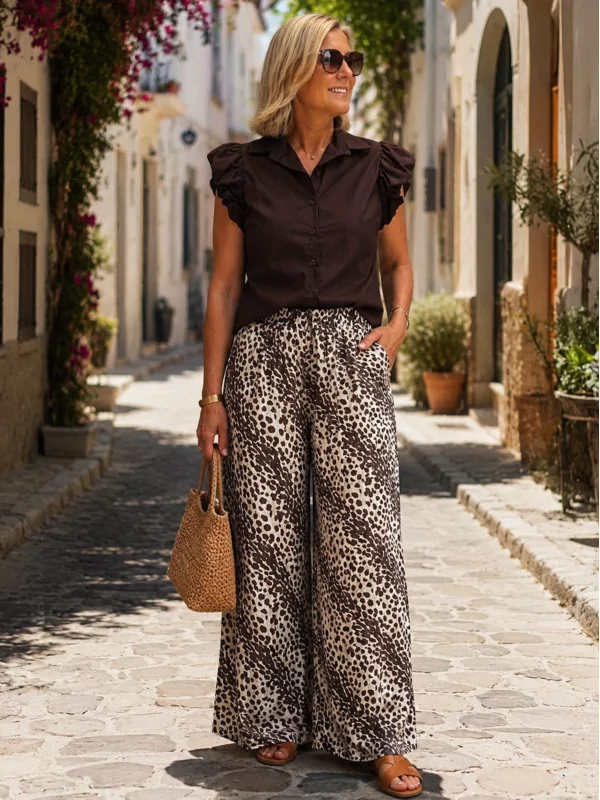Broek met bruin printje