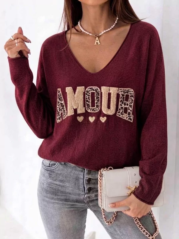 Pull amour in burgundy