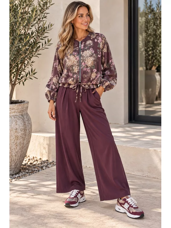 Losse broek in aubergine