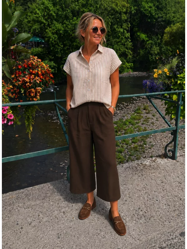 Bruine losse 3/4 broek