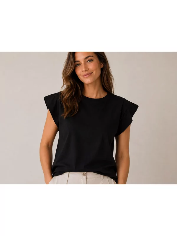 T-shirt met speciale mouw in zwart