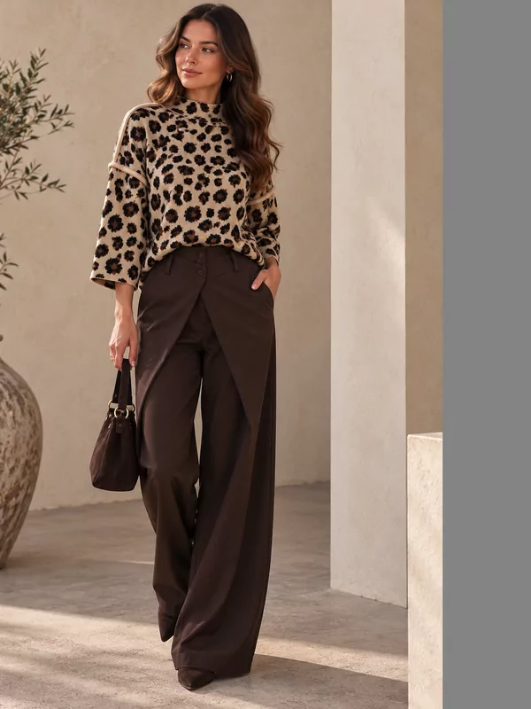 Broek in bruin met speciale sluiting