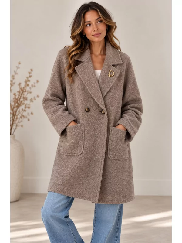 Geklede jas in taupe