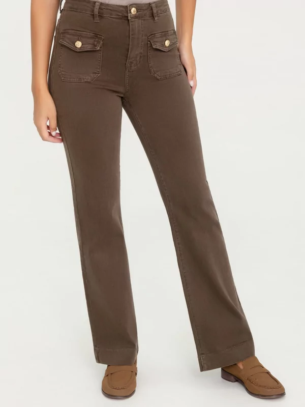 Jeans rechte pijp in moka bruin