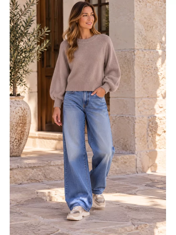 Zachte pull in licht taupe