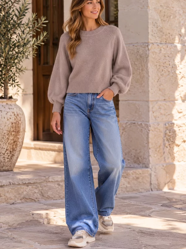 Zachte pull in licht taupe