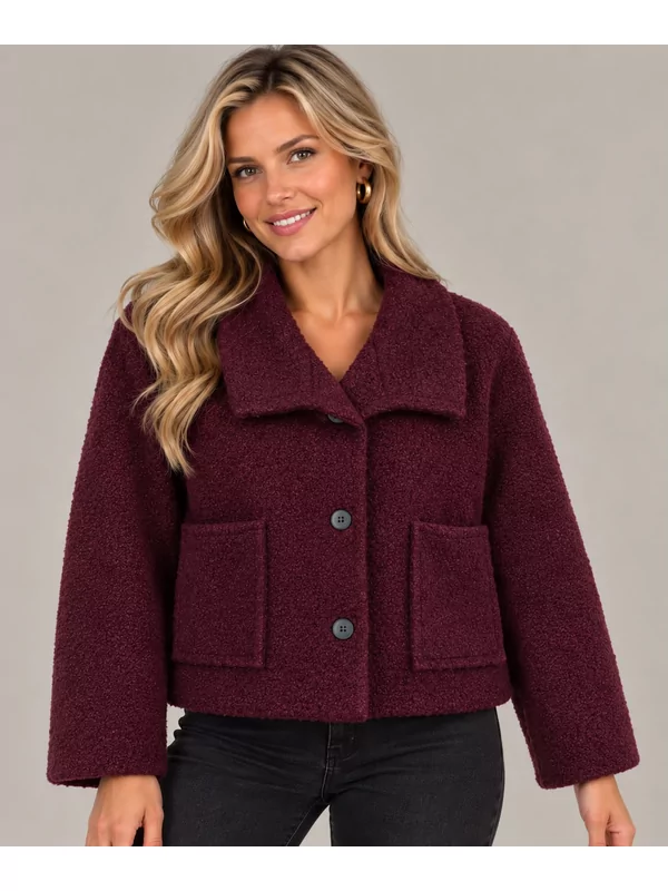 Jas met knopen in burgundy