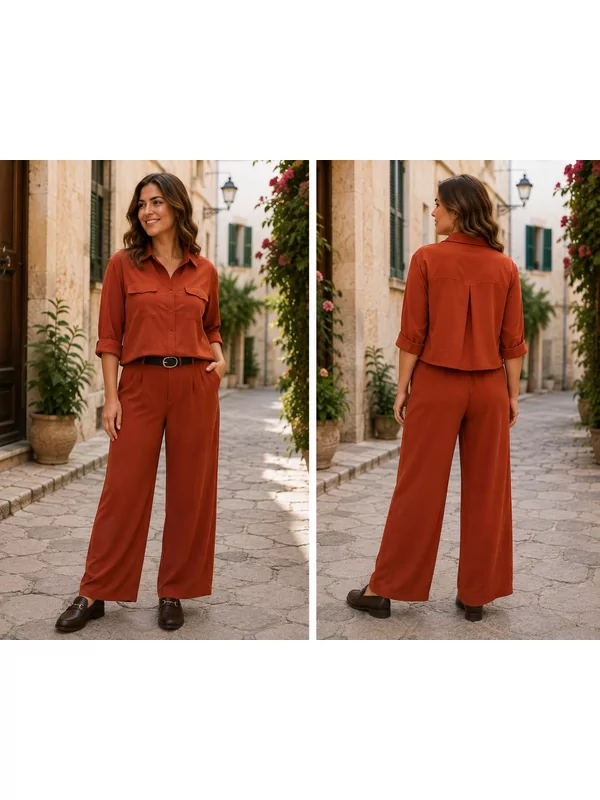 Broek met riem in brick