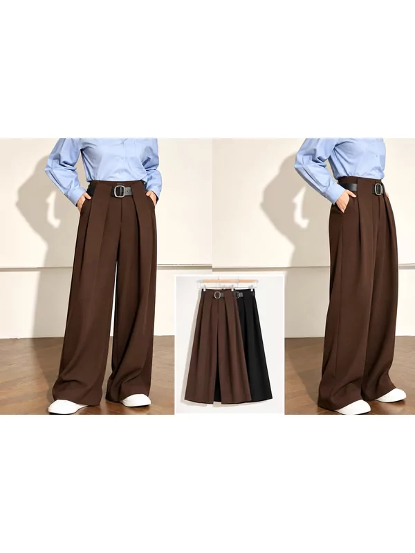 Losse broek met riem in bruin