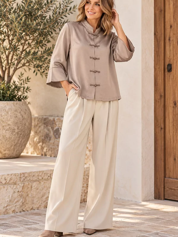 Satijn look hemdje in taupe