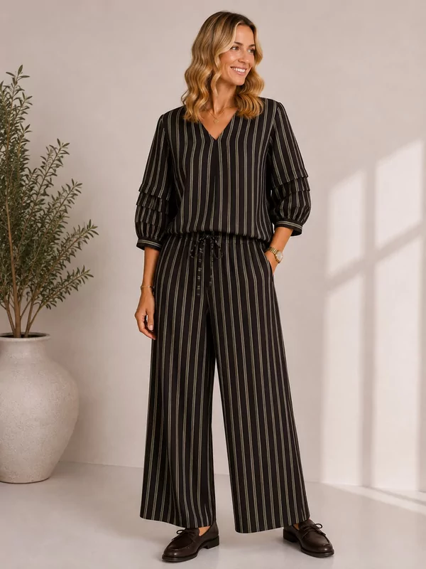 Gestreepte broek in bruin
