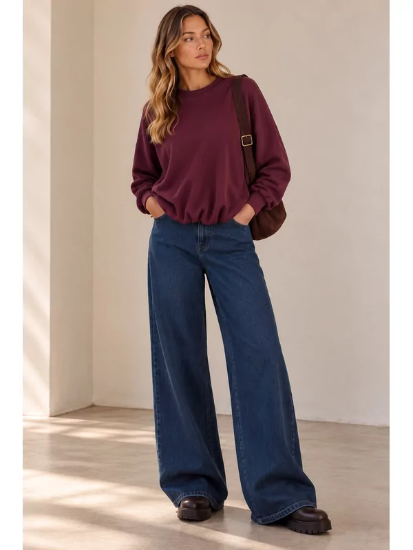 Balloon sweater in burgundy