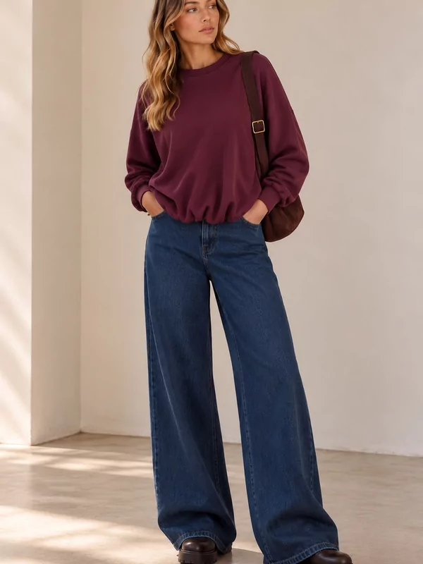 Balloon sweater in burgundy