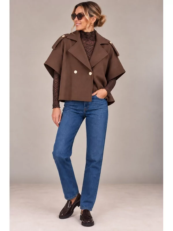 Losse vest zonder mouw in chocolate