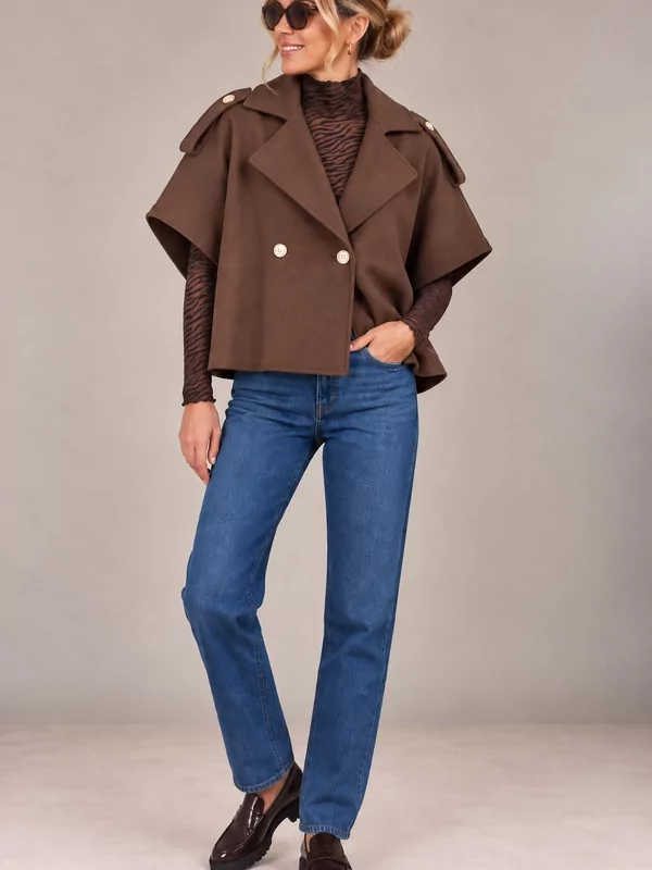Losse vest zonder mouw in chocolate
